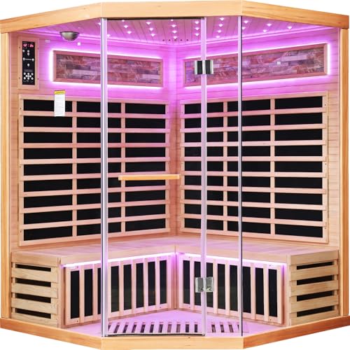 Image of OUTEXER Sauna Corner Saunas for 4-5 Person 240V Indoor Canadian Hemlock