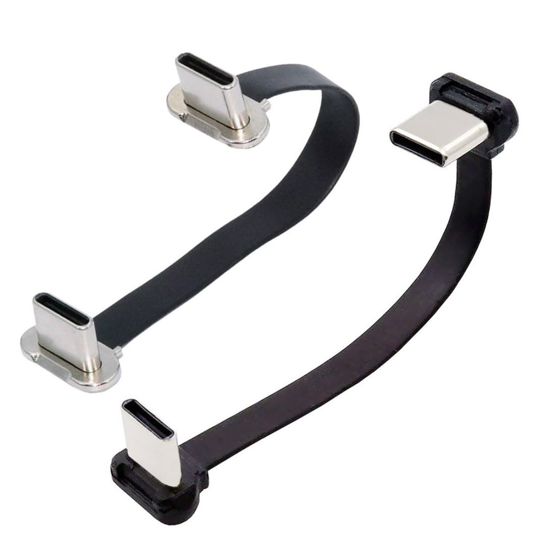 chenyang 2 Pack 2,76 Zoll USB C kurzes flaches Kabel, USB 2.0 Typ C Dual 90 Grad abgewinkeltes PD 65 W Schnelllade-Datenverlängerungskabel für Power Bank