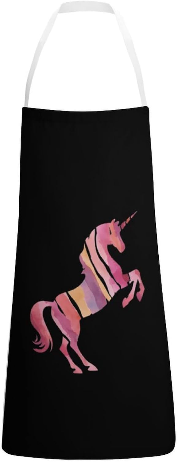 Unicorm Horse Colorful Tie-dye Fashion Chef Aprons for Cooking Adjustable Kitchen Apron Gardening