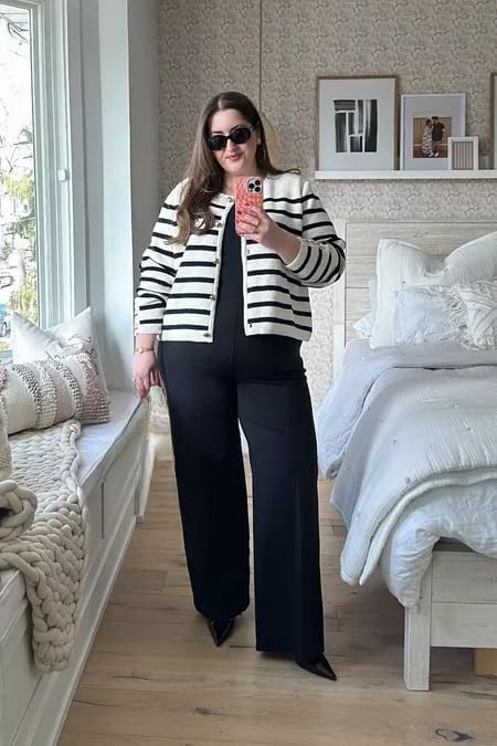 Tummy Control Pants, Tummy Control Pants for Women, Casual High Waisted Button Wide Leg Pant with Pockets2