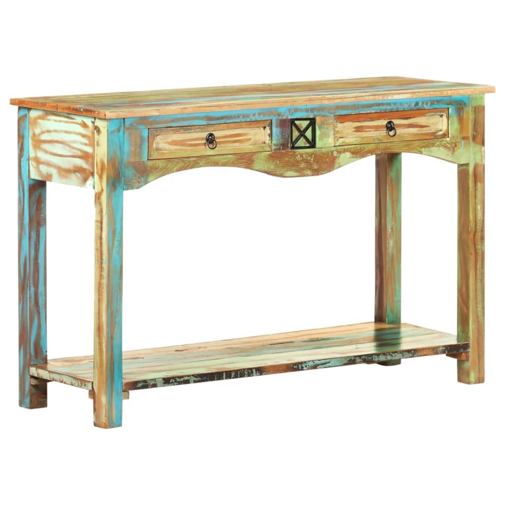 vidaXL Mesa Consola Madera Maciza Reciclada Mobiliario Decorativo Casa Hogar Decoración Estable Robusta Funcional Útil Clásico Práctico 120x40x75cm