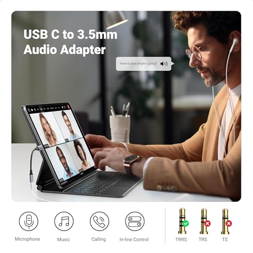 Image of Type C to 3.5 mm Audio Jack Connector with DAC Headphone Converter Adapter Compatible with iPhone 15 Pro Max / 15 Pro / 15 Plus, Galaxy S23 / S22 / S21 /S208, iPad Pro, Pixel 8 & Other Type C Phones