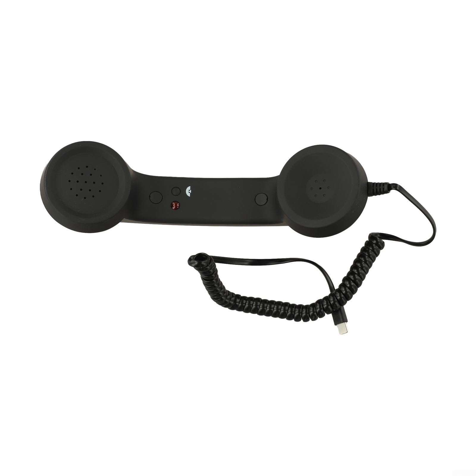 Retro-Telefonhörer, Typ-C-Empfänger, Geräuschunterdrückung, ergonomisches Design, für Smartphone, Laptop, Videoanrufe (schwarz)