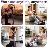 Kammoy 6-Tubes Tension Rope, Multifunction Elastic Yoga Pedal Puller Resistance Band, Natural Latex Tension Rope Fitness Equipment, for Abdomen, Waist, Arm, Leg Stretching Slimming Training(Purple) — image 6