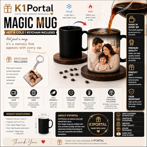 Image of Personalized Magic Mug Custom Photo Name Wish Ceramic Magic Photo Mug for Birthday, Valentine's Day, Anniversary, Rakhi,Girlfriend, Boyfriend -325 Ml 06