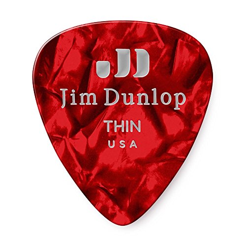 JIM DUNLOP 483 Genuine Celluloid Red Pearloid Thin �M�^�[�s�b�N×36��