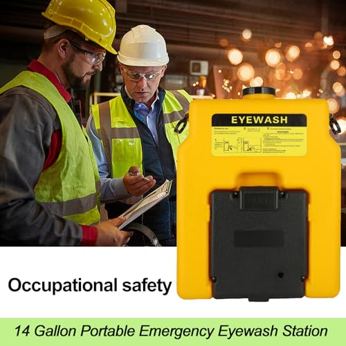 Image of Portable Eyewash Station - Eye Wash Station with Ansi Certified OSHA-Approved, Wall Mount Eye Washing Station with Dual Spray (14gallon)