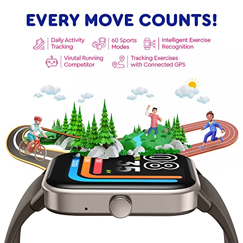 Image of OCTANDRA Ignite VeryFit 1.8 inch Alexa Built-in Bluetooth Answer Call Smart Watch HR Heart Rate Blood Oxygen Saturation Sleep Monitor Step Counter Fitness Tracker Watches for Men Women (IDW01 BT) (Brown)