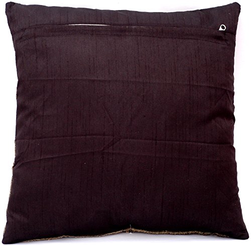 Kashmir Handicrafts Indische Seide Deko Kissenbezüge 40 cm x 40 cm (Schwarz), Extravaganten Design für Sofa & Bett… – Bild 6