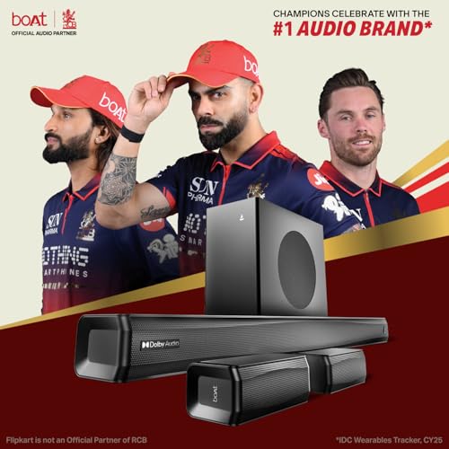 Image of Boat Aavante Prime 5.1 7050D, Dolby Audio, 700W, 5.1CH, Wireless Subwoofer & Wireless Satellites, Free Installation & Video Demo, Sound bar, Home Theatre Soundbar Speaker (Premium Black)