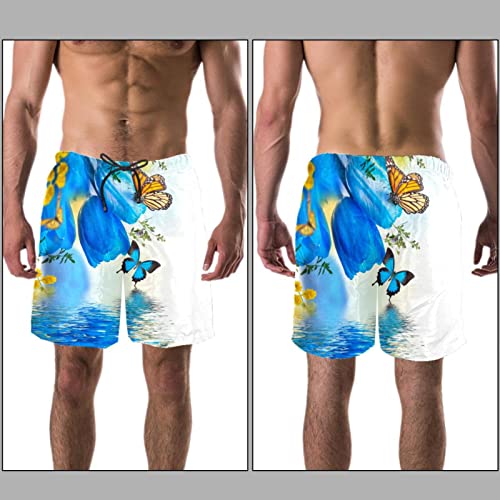 Short de plage HadHfun avec imprimé fleur papillon pour homme - 3