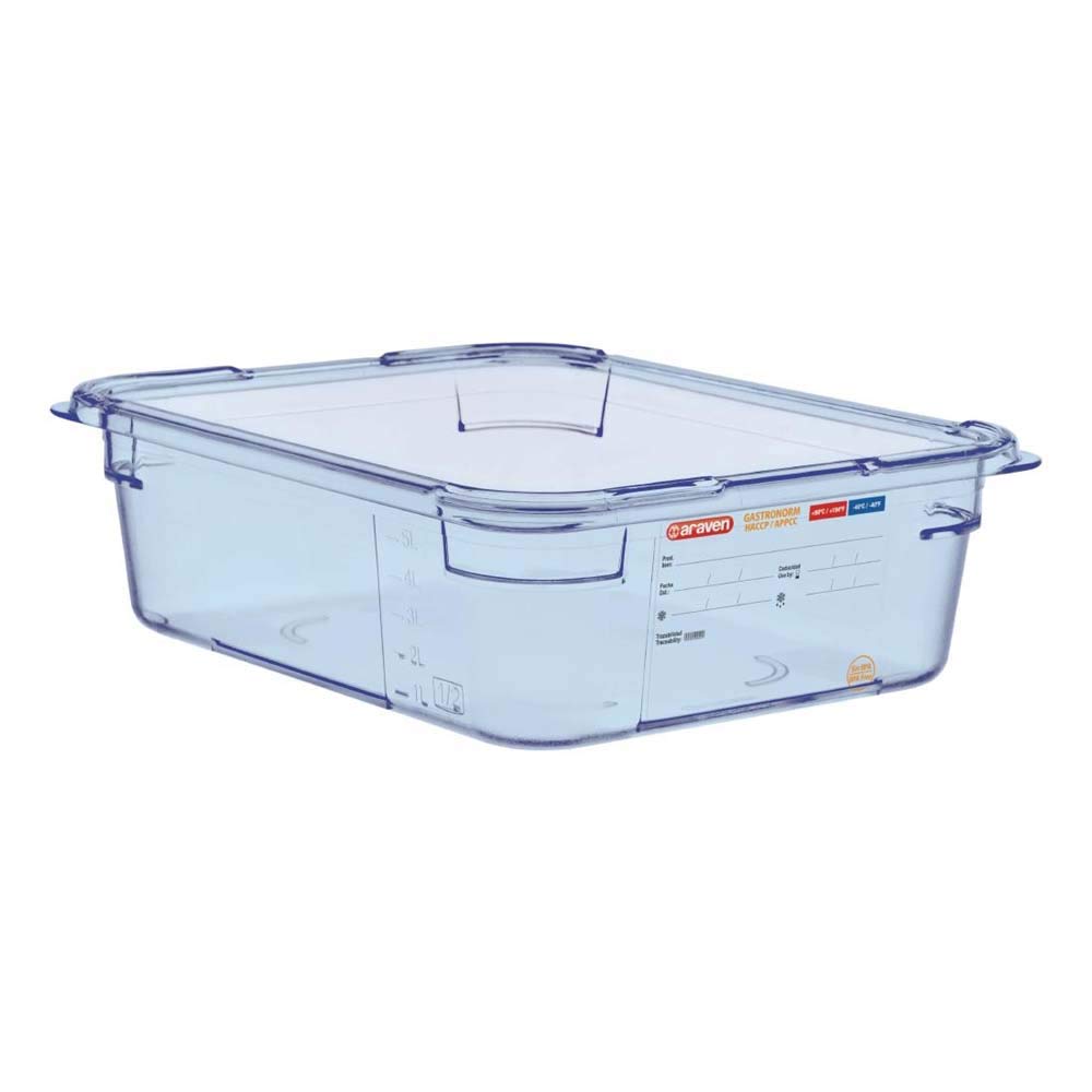 Araven07822 Clear Blue 1/2 Size x 4D Food Box"