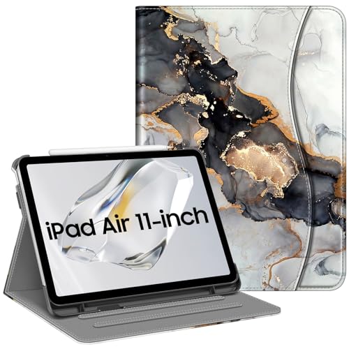 Fintie Case for iPad Air 11-inch M4/M3/M2 (2026/2025/2024), iPad Air 5th/4th Generation (2022/2020) 10.9 Inch, Multi-Angle Viewing Protective Cover with Pencil Holder & Pocket, Cloudy Marble