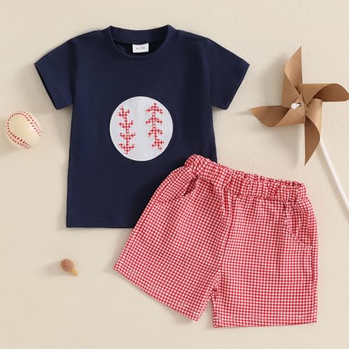 Toddler Baby Boy Summer Clothes Golf Embroidery Short Sleeve T shirt Plaid Shorts Set Golf Baby Outfit2