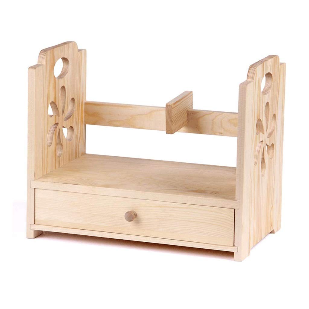 Aufbewahrung Ordner/Schnellhefter/Organisator/Einfache Desktop-Bücherregal aus Holz Kombination Kleinen Bücherregal Natürlicher Beschaffenheit Desktop-Organizer-Ausstellungsstand 35 × 20 × 30 cm Abla