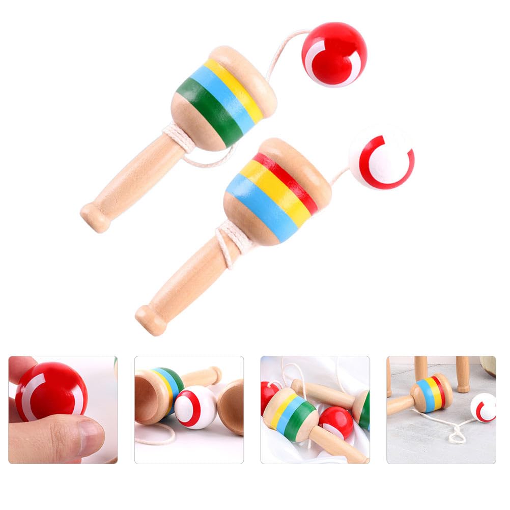 Toyandona - 2 Palline in Legno con Mini Coppe e Palline, Ideali Come Regalo per Bambini