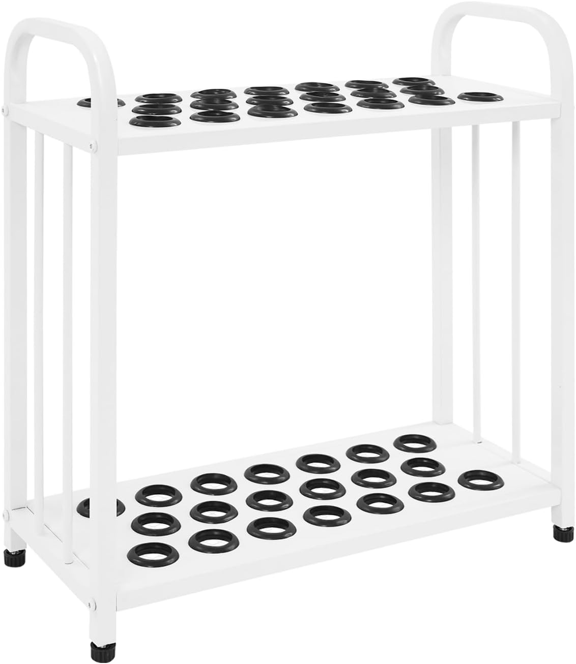 20 Cue Pool Cue Holder Floor Stand, Carbon Steel Billiard Cue Rack Organizer, Freestanding Billiards Storage Rack with Non-Slip Feet, Compact Design for Game Room, Clubs, and Bars (White, 20 Cue)