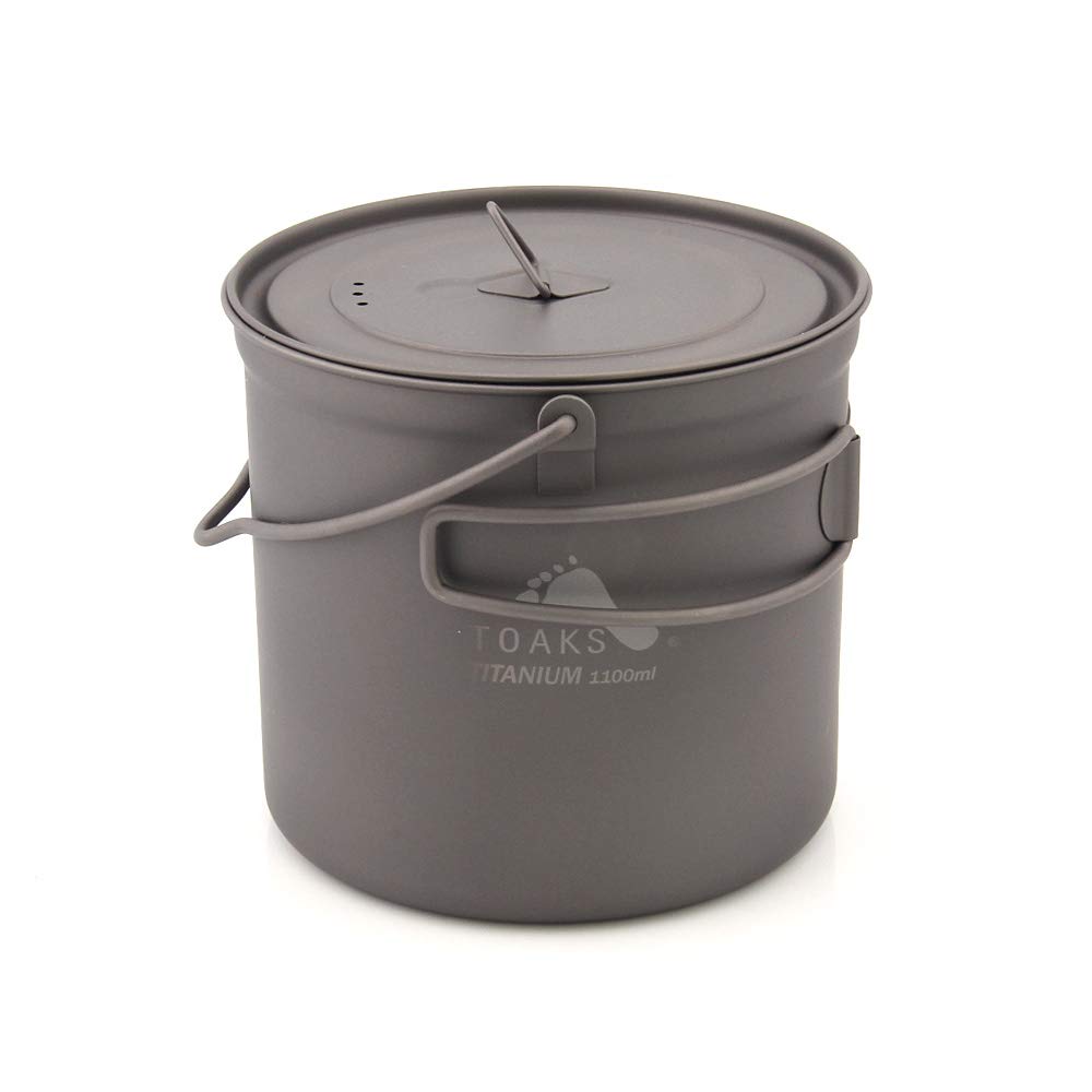 TOAKS Pot en titane avec poignée pliable pour camping en plein air, pique-nique, pot ultraléger 1100 ml, 1300 ml, 1600 ml, 2000 ml