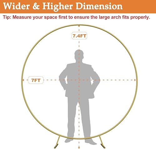 Miniatura 2 de Arco de boda redondo extra grande de 7 pies para ceremonia, soporte de arco de globos de metal para decoración estable de fiesta, soporte de fondo