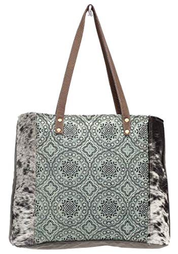 Bolso Myra Chic Floral para Mujer - Bolso Tote de Piel de Vaca, Bolso Floral de Cuero Auténtico y Lienzo con Piel de Vaca con Estampado de Flores, Bolsos de Mano para Mujer con Estilo Occidental, Regalos para Vaqueras miniatura 4