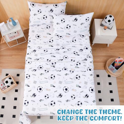 Swiftify Queen Sheet Set for Kids Boys & Girls, 4-Piece Bed Sheet Set for Teens Boys Girls, Cartoon Printed Bedding Set, Microfiber Deep Pocket, Wrinkle & Fade Resistant, Soccer by Swiftify - Image 5