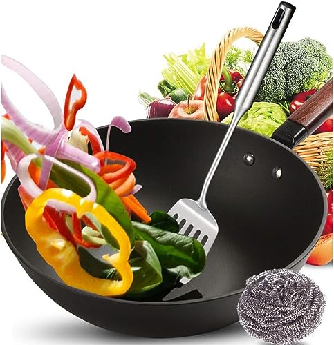 Wok de hierro fundido 12 pulgadas con tapa miniatura 2
