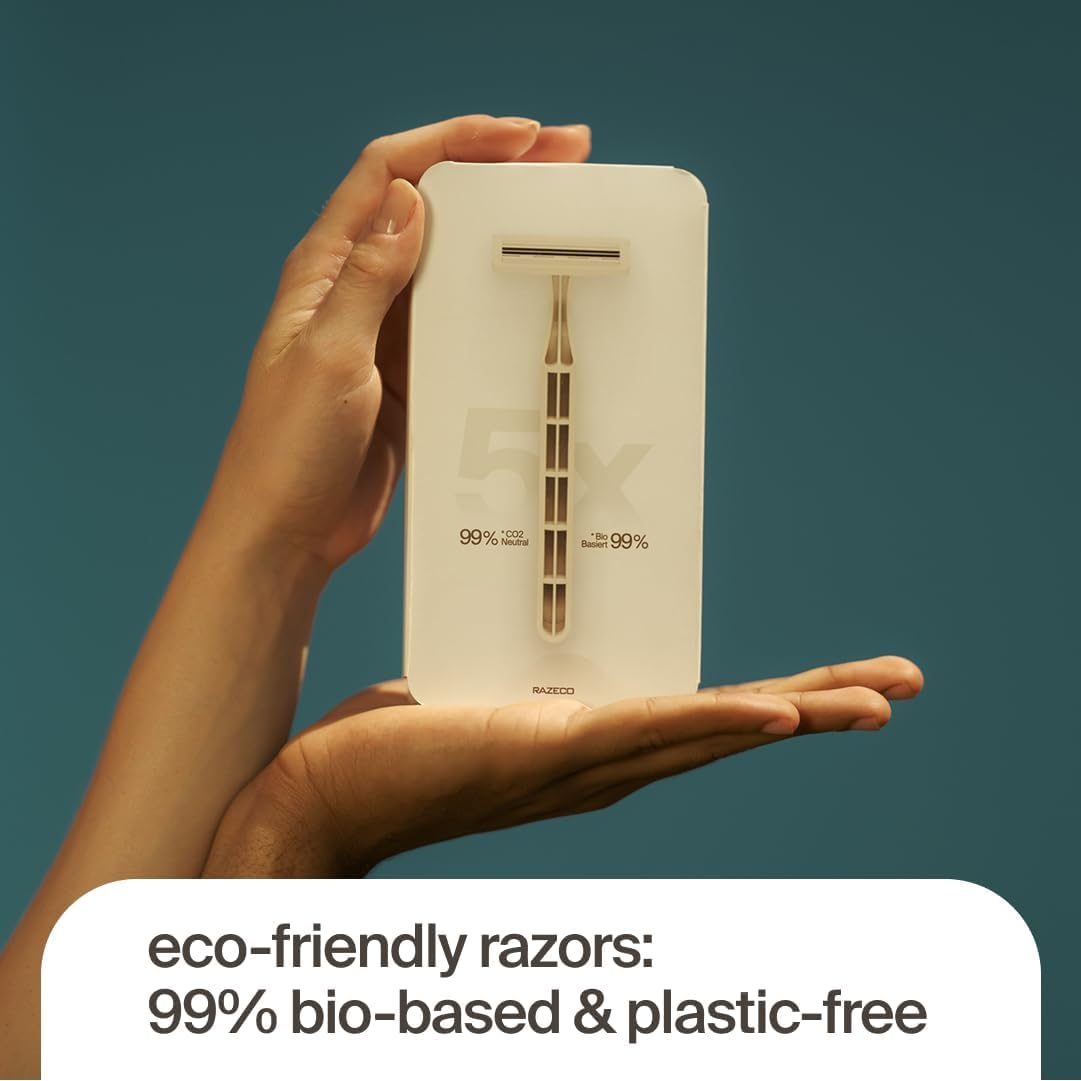 Jednorazowa golarka bez plastiku – 5 sztuk, 3 ostrza – zrównoważone golenie dla rutyny Zero-Waste (Starlight)