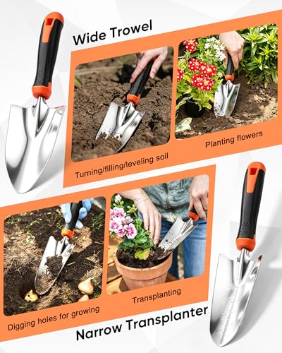 Image of HaSteeL 9-Piece Stainless Steel Garden Hand Tools Set for Planting | Storage Bag, Rust Resistant, Heavy Duty, For Indoor & Outdoor Planting Weeding Replanting, For Women /Man /Gardeners