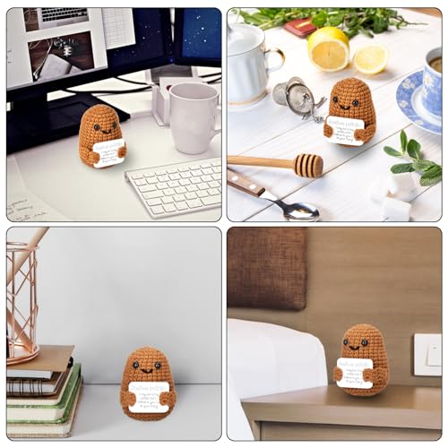 2er Pack Positive Potato Pocket Hug Geschenk, DealKits Lustige Plüschtiere Strickwolle Positive Kartoffel Puppe, Mutmacher Glückbringer für Kinder, Freundinnen, Familie, Frauen