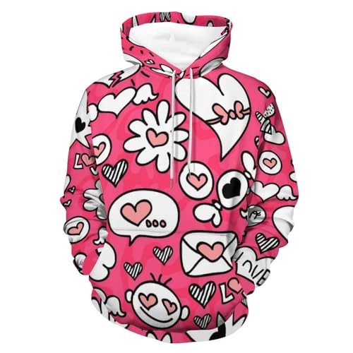 Sweats à capuche message d'amour contre le froid en pull manches longues unisexe ajusté taille S