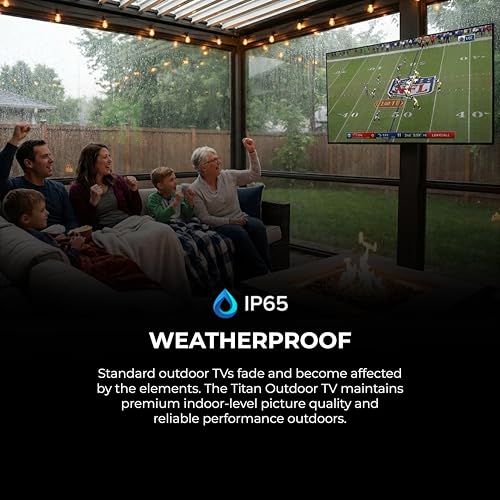 Image of Titan G100 Mini 55 Inch Covered Patio Outdoor TV - 4K UHD QLED IP65 - Google OS, Dolby Vision & Atmos, Onkyo Speakers - Thin Bezel - Weather Resistant - 2-Year Warranty & USA Assembled
