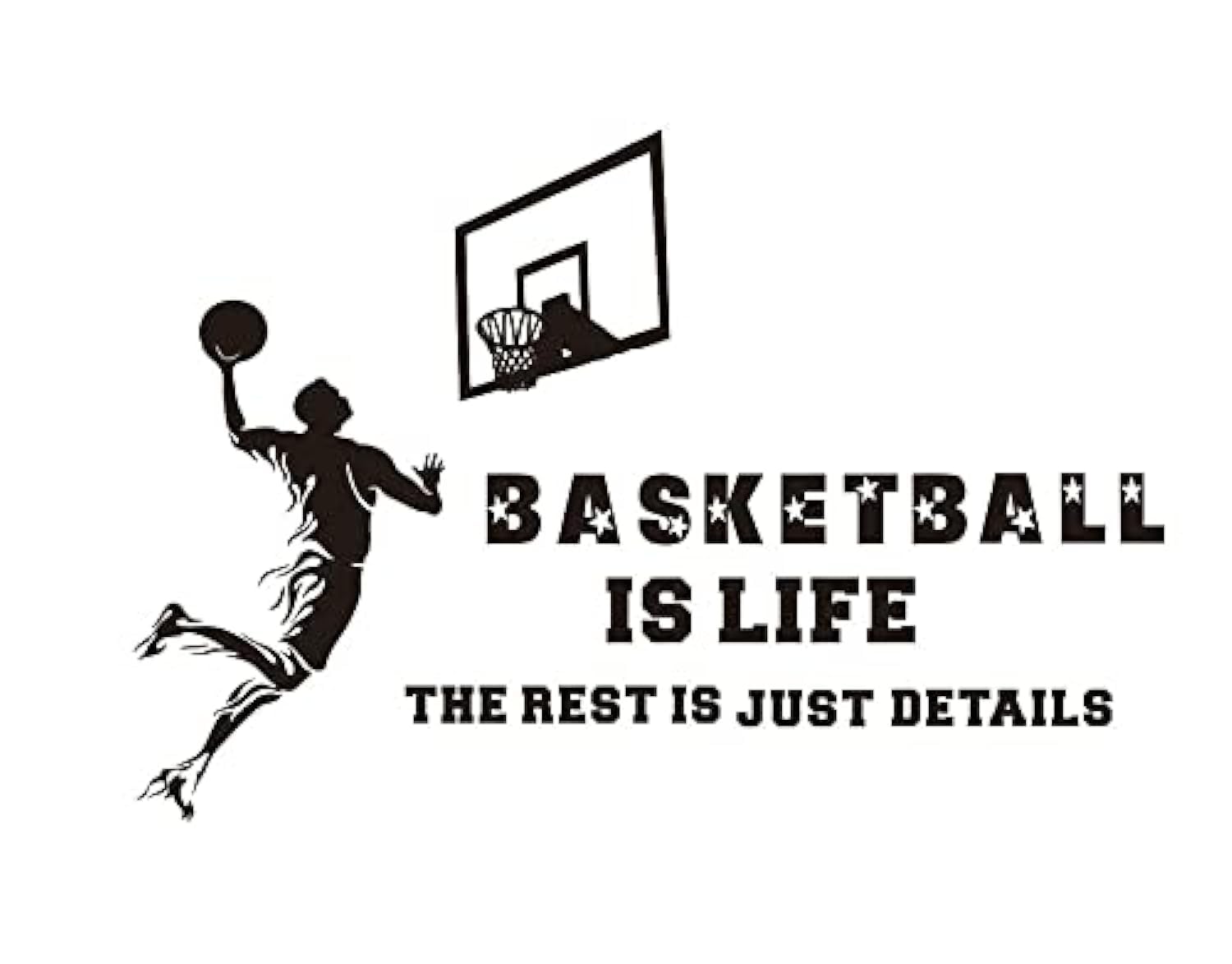 BPA Sport Wall Decal Basketball is Life Kids Room Wall Decor Art Sports Play Basketball Quote Wall Sticker for Boys Children's Room Removable Home Decoration Wall Living Room Mural TM-112 (Black)