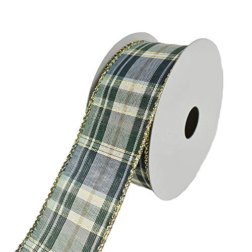 Homeford Tom Plaid Glitter Edge Wired Ribbon, 1-1/2-Inch, 10-Yard