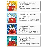 Peanuts Snoopy Four Seasons Personalized Return Address Labels – 4 Designs, Set of 240, Small, Self-Adhesive, Flat-Sheet Labels, by Colorful Images