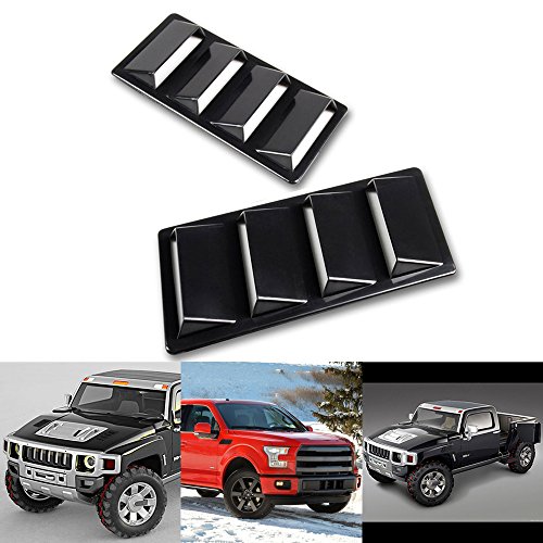 2X Euro Style Custom Black Decorative Air Flow Intake Turbo Bonnet Hood Side Vent Cover 3M Adhesive Tape Stick On Compatible With Toyota Honda Nissan Mazda Subaru Suzuki Car Suv Pickup Truck #TOP1