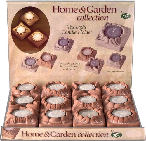 JBK Pottery Assorted Terra Cotta Ceramic Tea Light Candle Holders, Set of 12