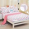 Mooreeke Kids Twin Comforter Sets for Girls 6 Pieces Cute Cat Flower Bedding Set for Teens Microfiber Floral Kids Bed in A Bag with Comforter, Sheet Set, Shams and Decorative Toy Pillow All Season #4