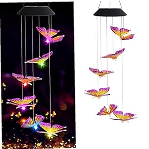 DierCosy Tools Windklokkenlichten LED Kleurrijke Waterdichte Dierlijke Windklokkenspel Zonne Mobiele Buitenlicht Tuin…