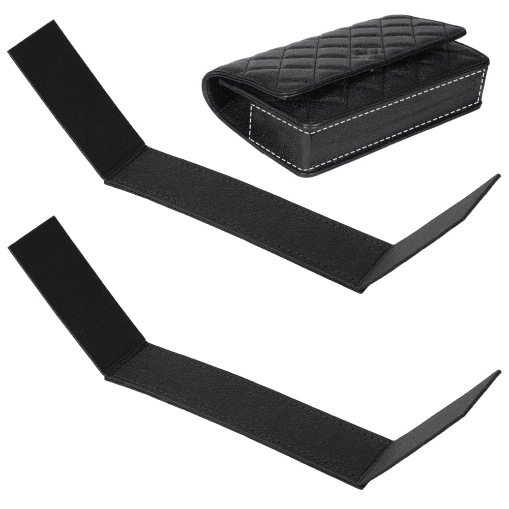 WADORN 2pcs Purse Base Shaper for WOC Bag, 14x1.5 Inch Bag Felt Liner Board Insert for Wallet Chain Bags Handbag Rectangle Purse Bottom Shaper Saver for Crossbody Cosmetic Travel Bag, Black