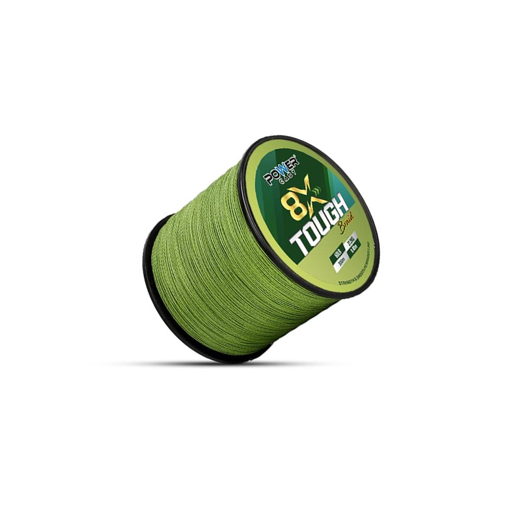 Power Cast 8X Tough PE Braided Fishing Line, Multicolour, High Tensile Strength, Smooth Surface, Abrasion Resistant (Olive Green, 300m, 60, Pounds)
