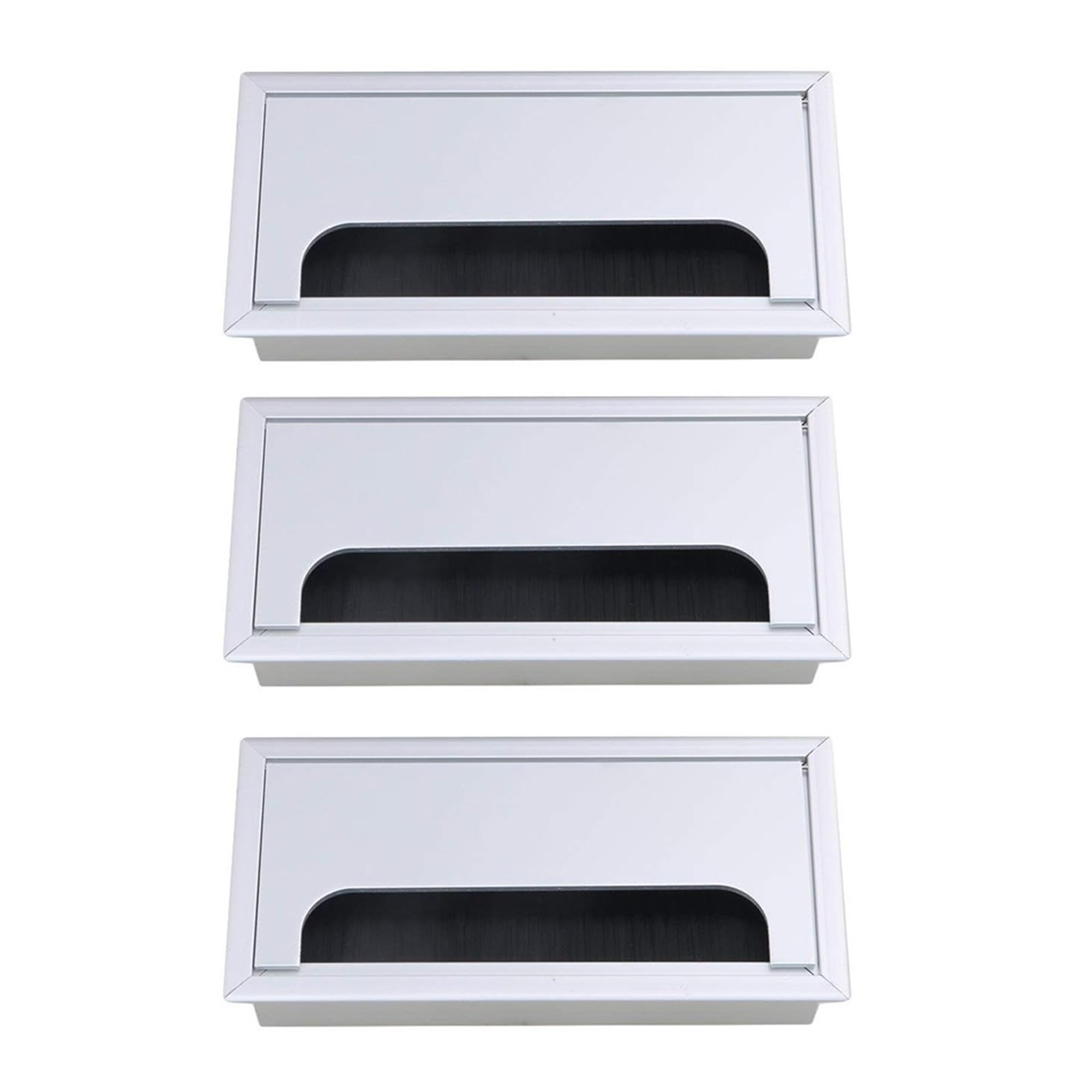 Lega di Alluminio Argento Tavolo scrivania rettangolo passacavo passacavo Copertura Porta di Uscita 16x8x3 cm con Spazzola Nera (Size : 4pcs)
