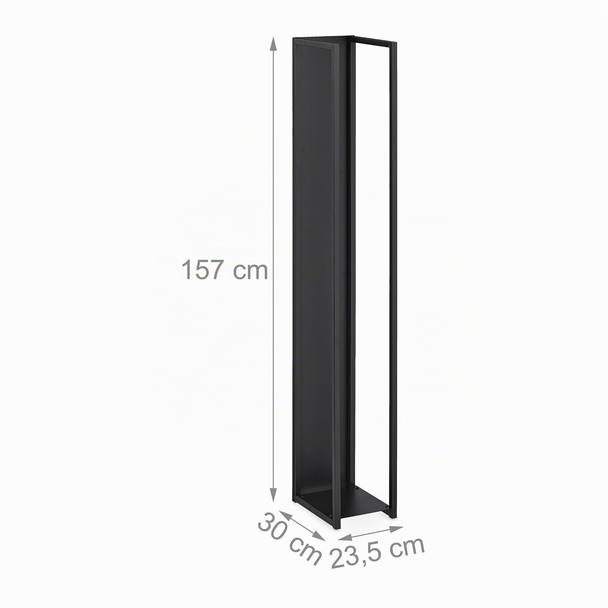 Relaxdays Scaffale Portalegna da Interno in Acciaio 157x23,5x30 cm Nero