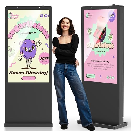 Image of 55 Inch Outdoor Digital Signage Displays,Floor Standing IP65 Waterproof Android LCD Advertising Player, Digital Sign with WiFi HDMI USB Input for Retail Stores Subway Restaurants