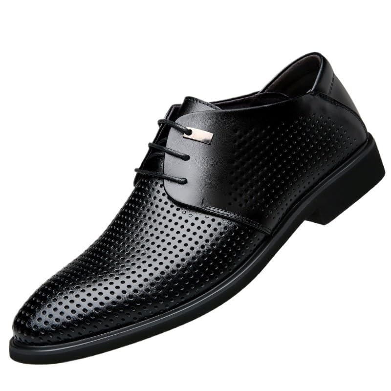 YZABEL Men's Retro Comfortable Business Non-Slip Oxfords Shoes, Pointed Toe Lace-Up Breathable Stylish Casual Shoes, Rubber Non-Slip for Formal Business Wedding