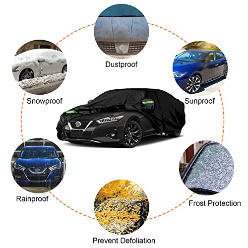 Image of Waterproof Car Covers Replace for 1999-2023 Nissan Maxima, 6 Layers All Weather Custom-fit Car Cover with Zipper Door & Windproof Bands for Snow Rain Dust Hail Protection (Maxima)