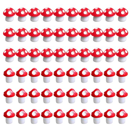 NyxSeat Lot de 60 mini statues de champignons en résine - Décoration de jardin féérique miniature - Pour décoration de jardin à la maison - 2 tailles