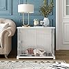 ZSQ-Dog-Cage-34-Length-Elegant-Wooden-Structure-White-Dog-Cage-Crate-Pets-Kennel-Crate-with-Movable-SalverWide-Table-Top-Decorative-Dog-House-Cage-Furniture-Style-Dog-Crates Decorative Dog House Cage