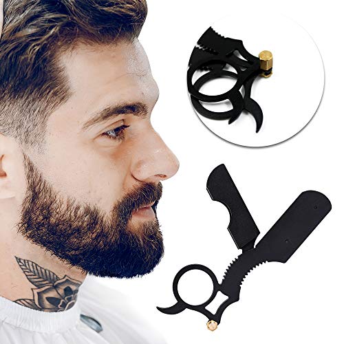 Navalha Barbeiro Portátil Dedeira Fixa Lâminas Ajustáveis Parafuso Aço Inox Barba Bigode Cavanhaque