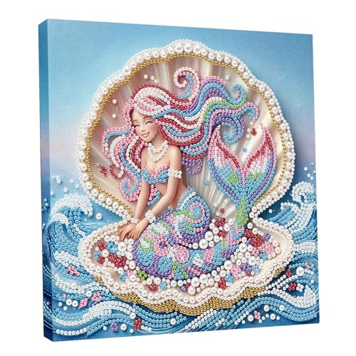 FRANDEK Shell Mermaid Pearl Diamond Art, Creative 3D Love Theme