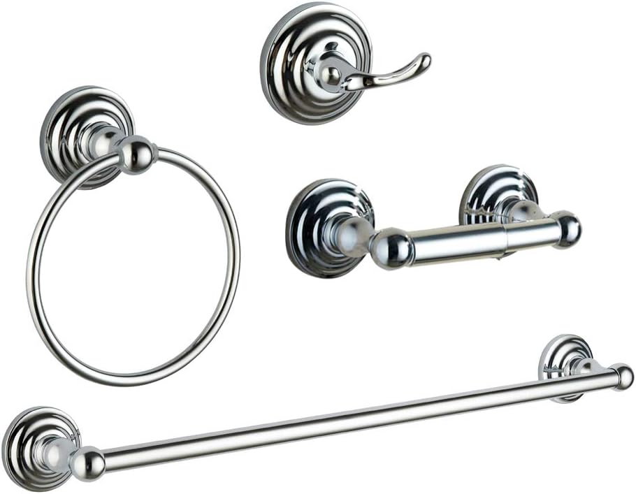 Wall Mounted 4 Piece Silver Bathroom Accessory Hardware Set
